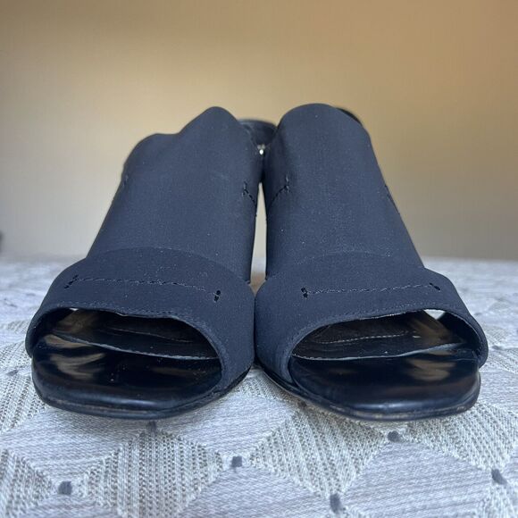 Donald J Pliner Black Stretch Fabric Slingback Italian Sandal Heels Women 8.5 - Picture 7 of 16